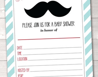 Little Man Baby Shower Invitation Instant Download Mustache Printable Baby Shower Invite for Boys
