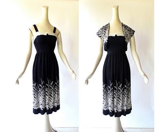 1950s Vintage Dress | Wild Grasses | 50s Dress | XXS