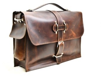Leather Satchel - Men's Briefcase - Man Bag Murse - Messenger Laptop Bag - Distressed Leather