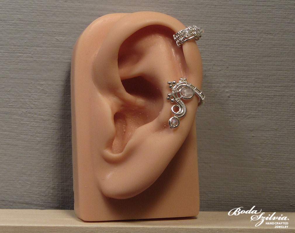 Angel CARTILAGE EAR CUFF wire wrapped ear cuff moonstone