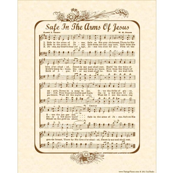 Items similar to SAFE In The ARMS Of JESUS - Hymn Wall Art - Custom ...