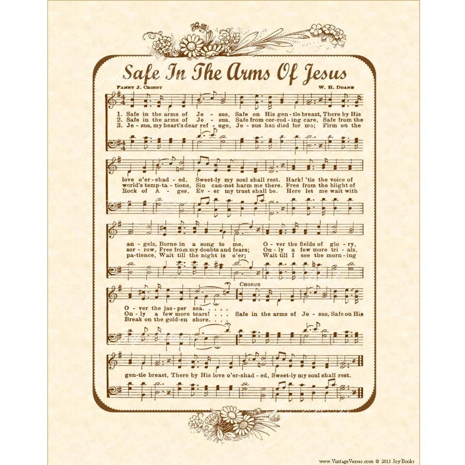 SAFE In The ARMS Of JESUS Hymn Wall Art Custom Christian