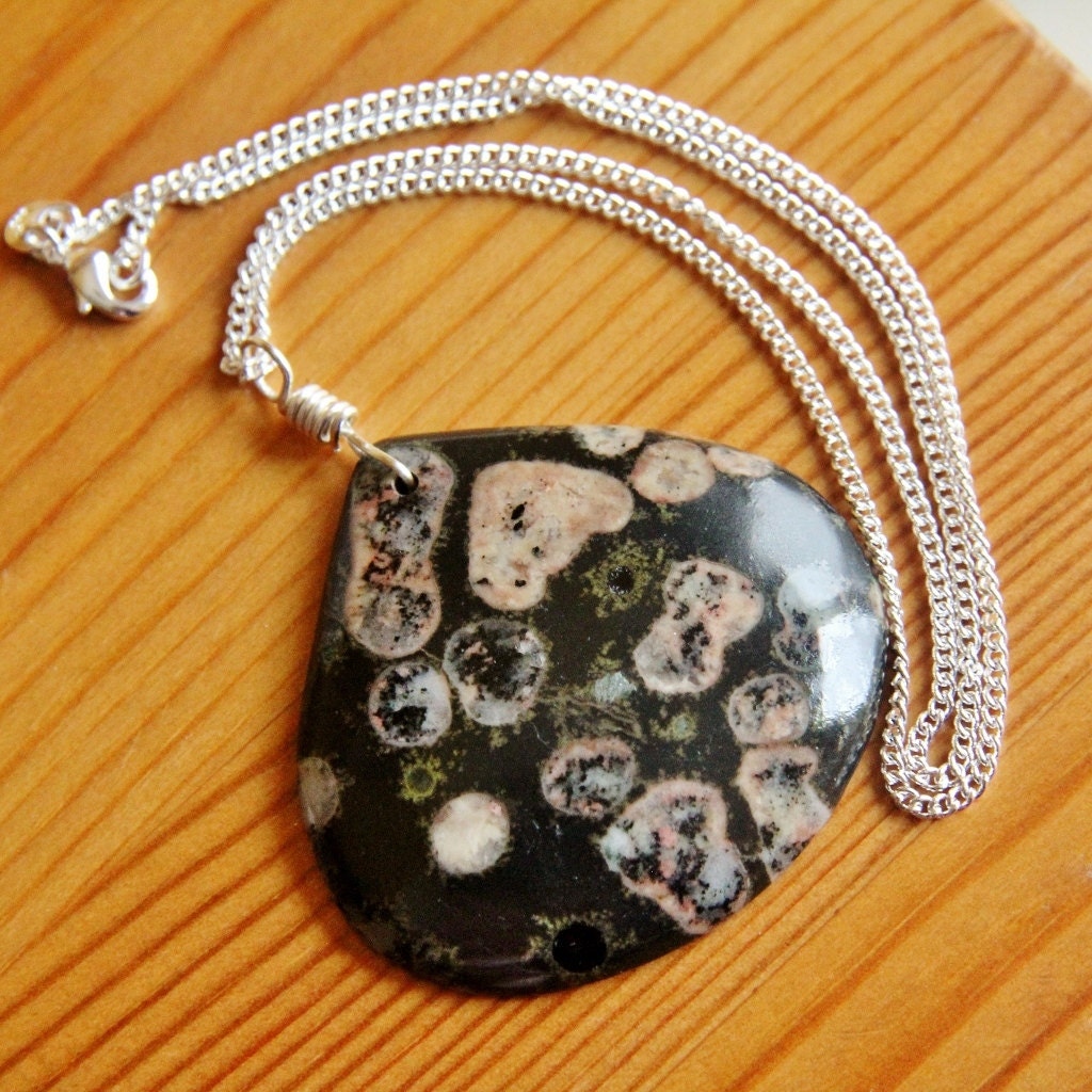 Plum Jasper necklace jasper gemstone pendant big bold chunky