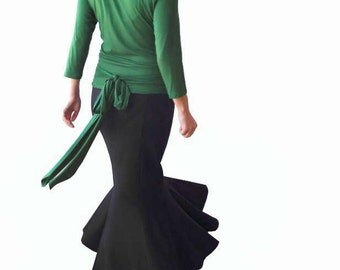 Black skirt, Long Skirt, Mermaid skirt, Cocktail skirt, Evening skirt, Womens skirts, Custom skirt, Jersey skirt, Retro fashion