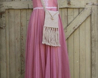 Vintage 70's Gunne Sax Dress, 70's Maxi Dress, Vintage Sundress, Corset Top, Pink, Mauve, Sleeveless Dress, Empire Waist, Like NEW, Small