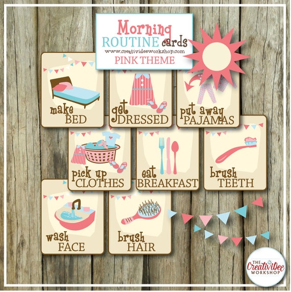 Morning Routine Cards 9 Printable Routine by CreativiDeeWorkshop