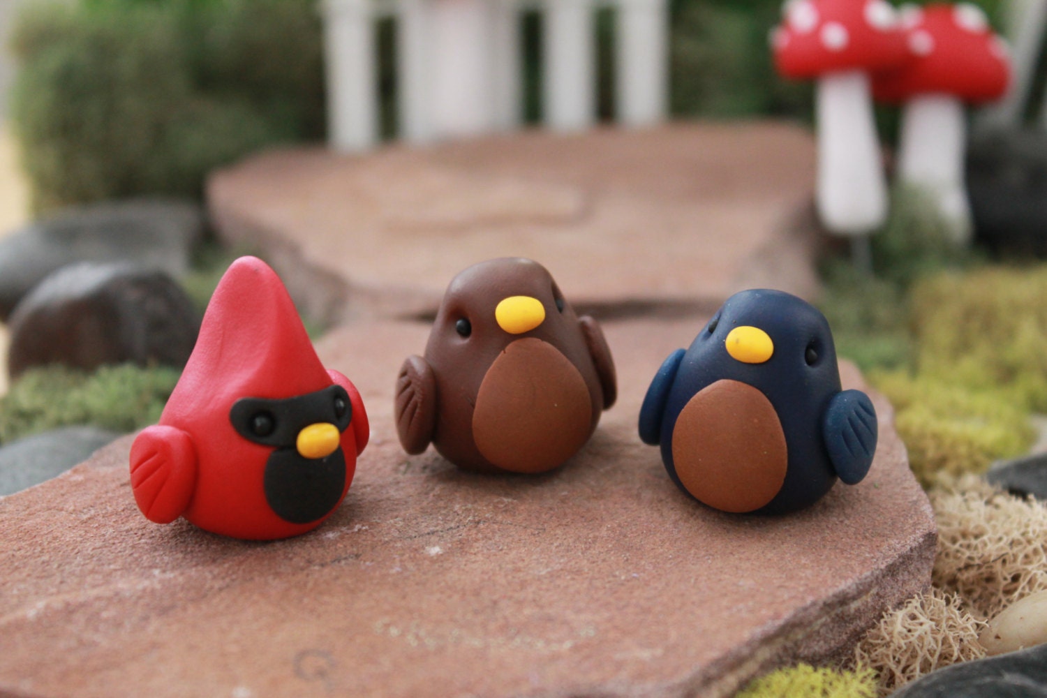 Polymer Clay Bird Miniature Bird Mini Clay Bird by GnomeWoods