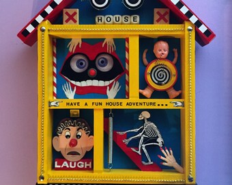 Recycled Mixed Media Assemblage - FUN HOUSE