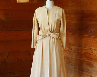 vintage Halston tan ultrasuede wrap dress / size small medium