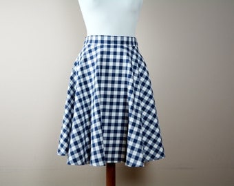 Blue gingham skirt, midi skirt, Half circle skirt, blue cotton skirt, 50s skirt, maxi skirt, full skirt, Tea length skirt, red skirt
