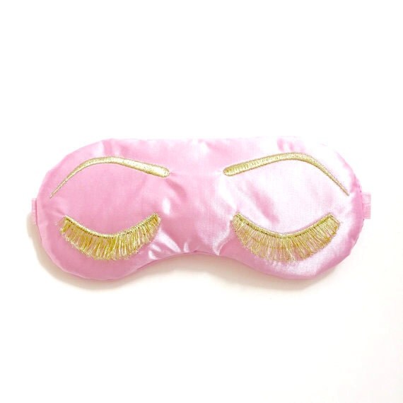 Eyelashes sleep mask with adjustable elastic PINK and