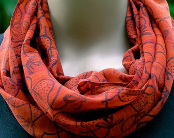 Silk Infinity Scarf, Summer Scarf, Neck scarf