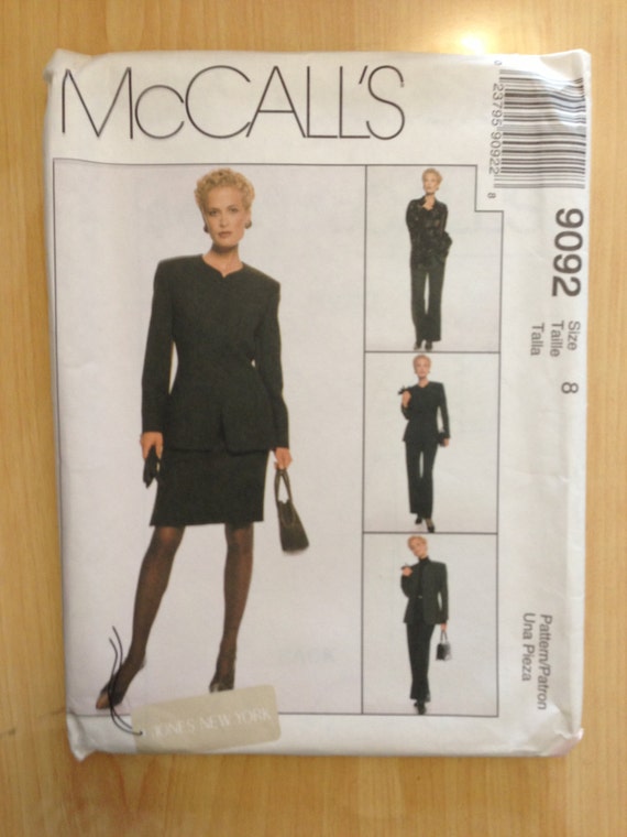 Misses Lined Jacket, Shirt, Pants and Skirt McCalls Sewing Pattern 9092 90s Size 8 Uncut