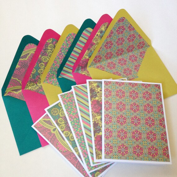 Set of 6 // Blank Note Card Set // Blank Stationery // Lined