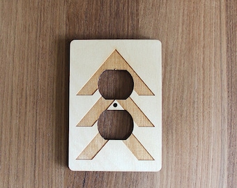 Wood Laser Cut Chevron Light Switch Plate / Outlet Cover (electrical plate)