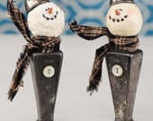 Salt Shaker Snowman, Vintage Salt Shaker Snowman, Whimsical Vintage Salt Shaker Snowman, Recycled Snowman, Recycled Snowmen