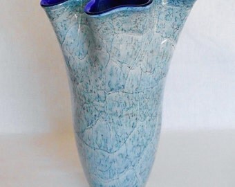 Vintage Krosno, Poland Cased Glass Art Glass Handkerchief Top Vase,, Vintage Polish Art Glass Vase, Handkerchief Top Vase, Krosno, Poland