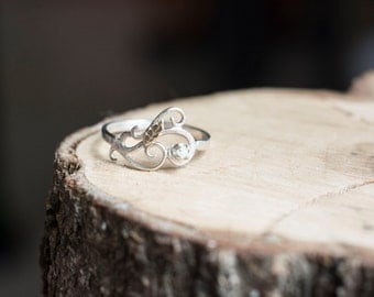 swirly elvish silver ring raw uncut natural diamond ring sterling swirls 14k yellow gold leaf engagement ring unique curlicue filigree - Elvish Wedding Rings swirly elvish silver ring raw uncut natural diamond ring sterling swirls 14k yellow gold leaf engagement ring unique curlicue filigree - Elvish Wedding Rings