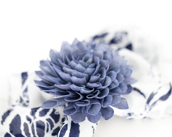 4 Navy Wooden Flower Napkin Ring Holders, Wedding Napkin Ring, Navy Napkin Ring, Table Decor, Wedding Decor