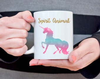 Unicorn Mug Unicorn Spirit Animal Gift for Girlfriend Coffee Mug Unicorn Gift Unicorn and Rainbows Funny Coffee Mug Gift for Her Wife Gift