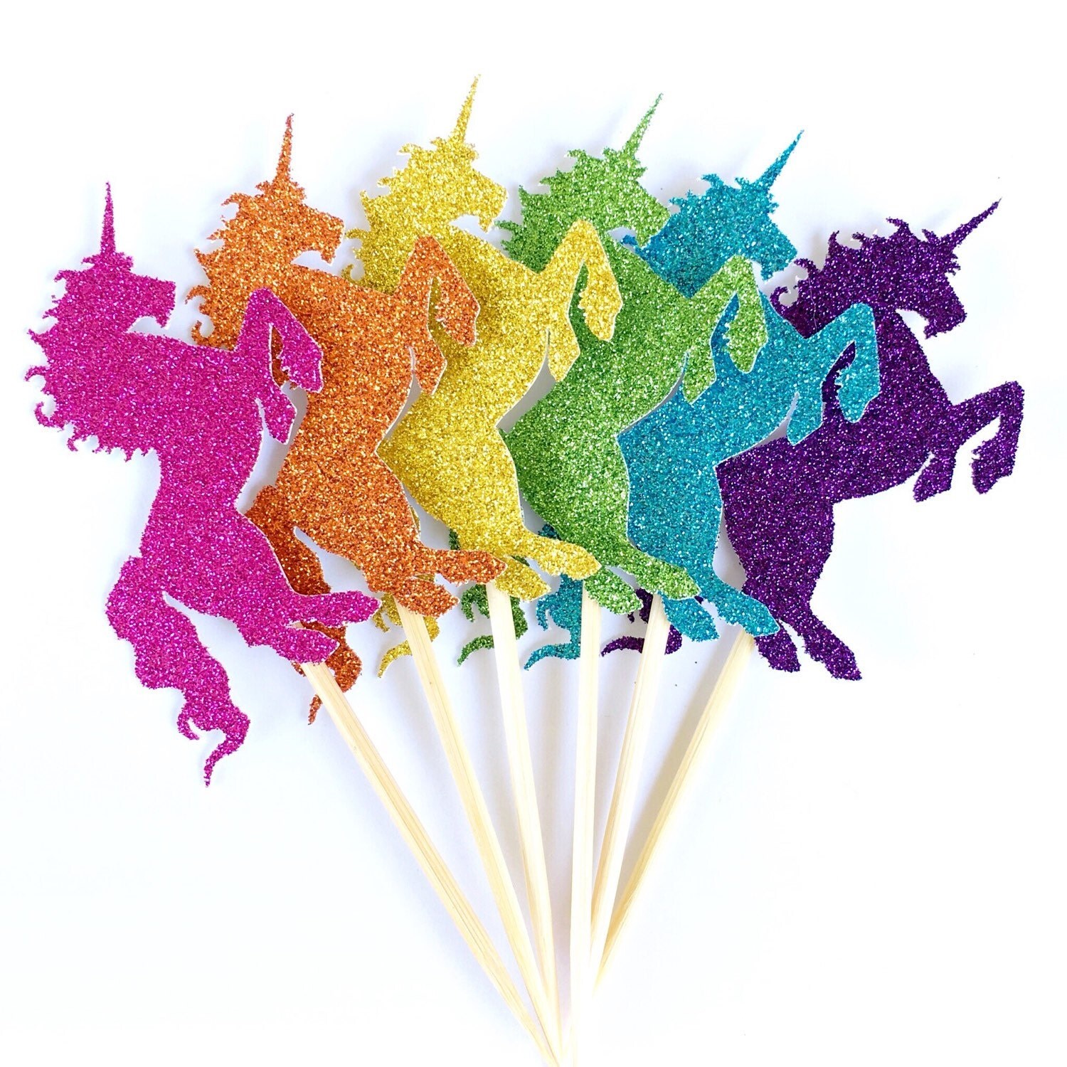 bright rainbow unicorn cupcake toppers set of 12 rainbow