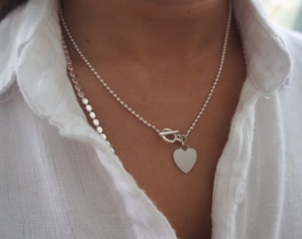 Sterling Silver Heart Necklace Heart pendant Personalized Necklace Dainty Layered Love Necklace Everyday Silver or Gold Filled Jewelry