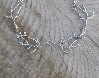Into the woods necklace, silver twig necklace, statement branch necklace, woodland necklace antler necklace