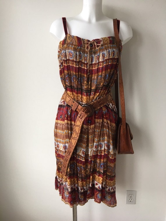 Boho sundress India cotton gauze long by PitzicatVintage on Etsy