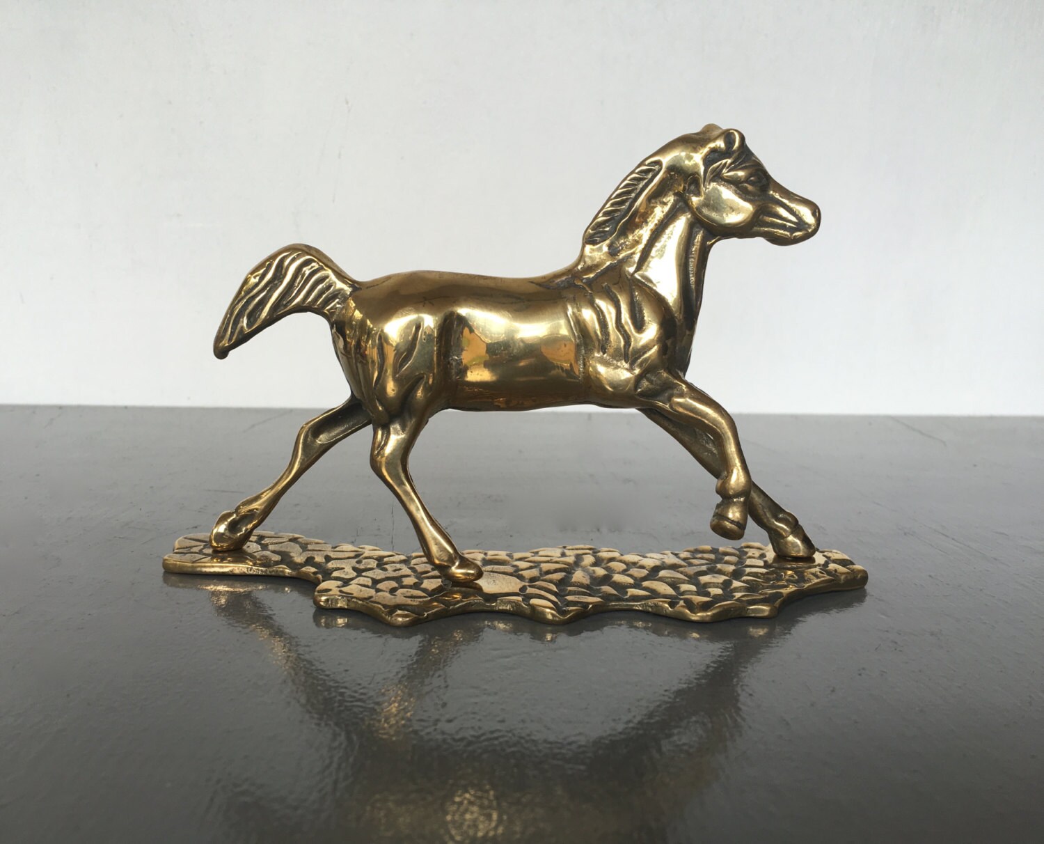 vintage shiny brass horse figurine use with or without base