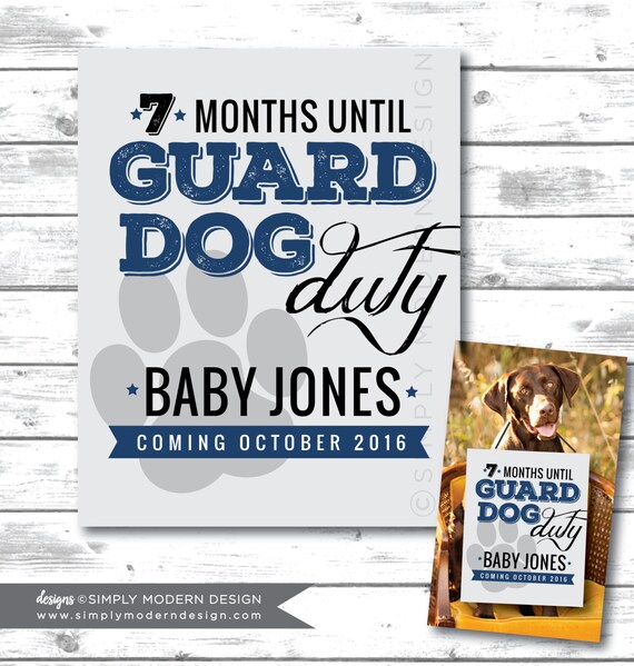 pregnancy announcement guard dog duty sign pet pregnancy