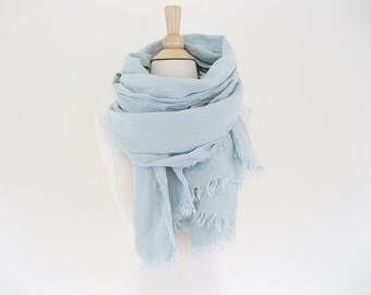 Linen Scarf with Fringe Editors Picks, Linen Wrap Scarf, Trending Now Lightweight Scarf