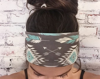 Yoga Headband - Native Roots - Brown & Turquoise - Eco Friendly