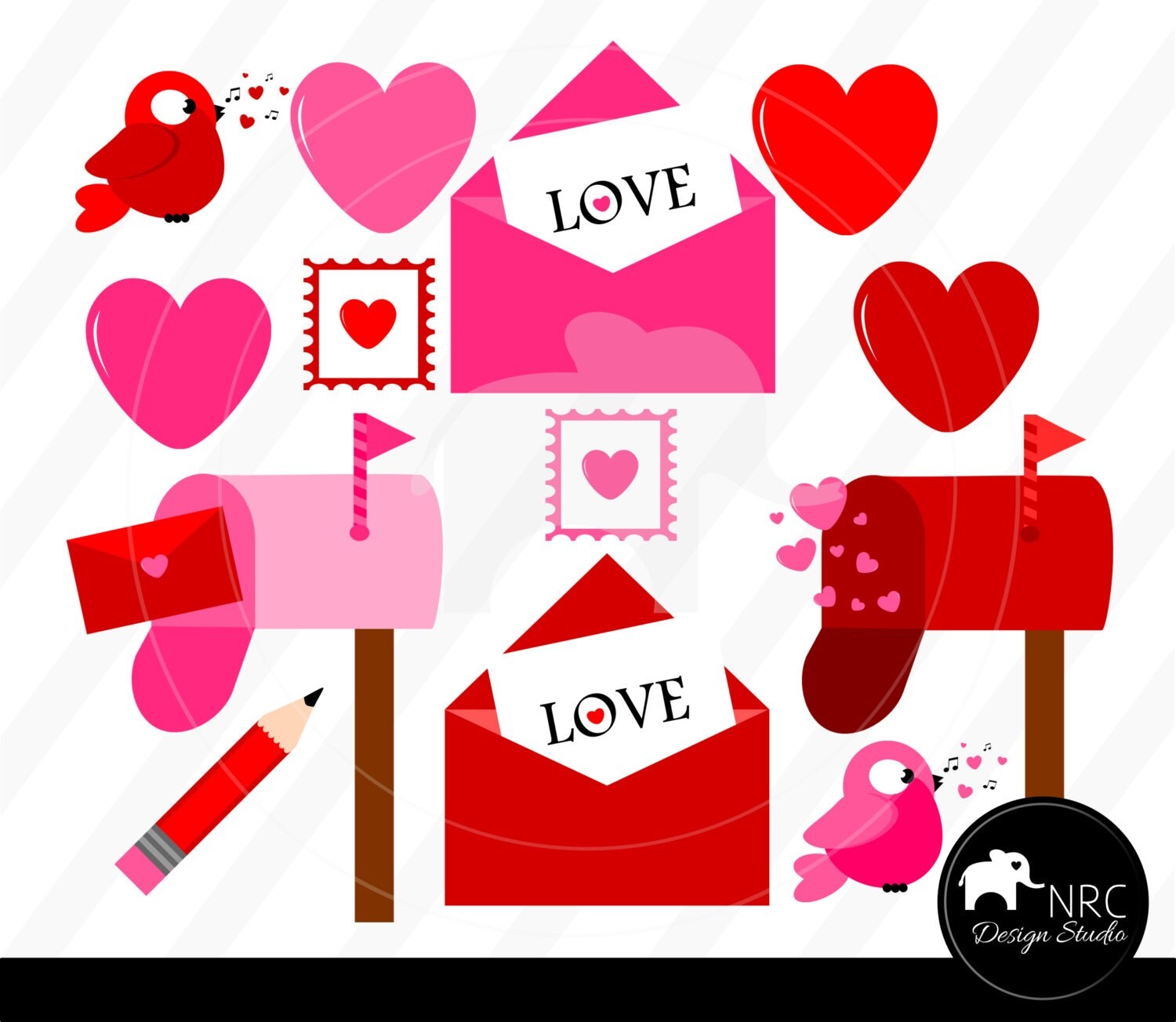 80% SALE Valentine Clipart Clip Art Love by NRCDesignStudio