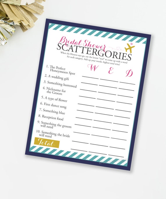 Bridal Shower Scattergories Love Is In The Air Theme Travel