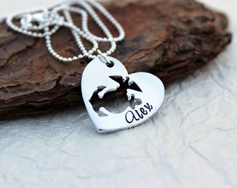 Marine Wife Necklace - Marine Corps Necklace - Marine Girlfriend - Marine Mom - EGA Heart Necklace - USMC Jewelry - Marine Wife Jewelry