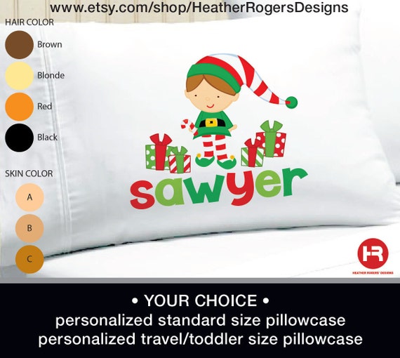 Christmas Pillowcase Personalized BOY Elf by TheHolidayFactory