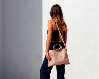 Pink leather bag, Handbag purse, Leather handbag, Rustic pink handbag, Crossbody bag, Everyday handbag, Pink crossbody bag,small leather bag