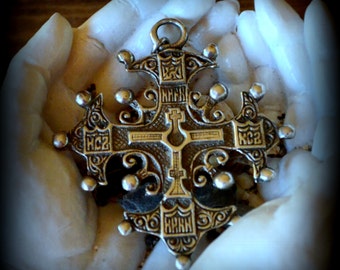 Antique Turn of the 20th Century Silver Byzantine Cross Marked 800 Made In Italy Flli Coppini