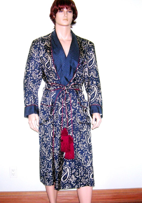 Vintage 1940s A. SULKA Co Men's Silk Dressing Gown Robe