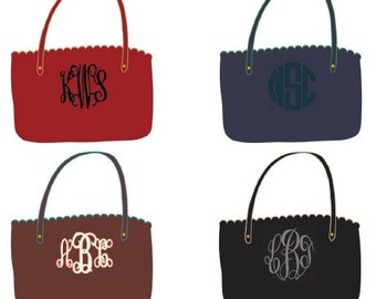 Monogrammed Scalloped Tote Purse SALE
