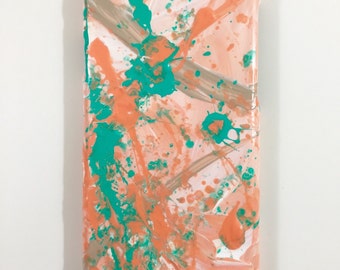 iPhone 6 Case - Abstract Hand Painted - Cellphone Accessories - hard plastic cover - Tangerine Orange Green Teal White Gold