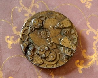 Bronze Steampunk Style Belt Buckle - Detailed Watch Movement Gears Belt Buckle - Vintage American Watch Co. Belt Buckle