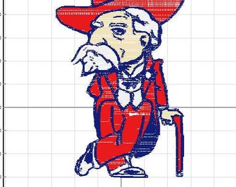 Ole Miss Rebel Embroidery pes digitized file