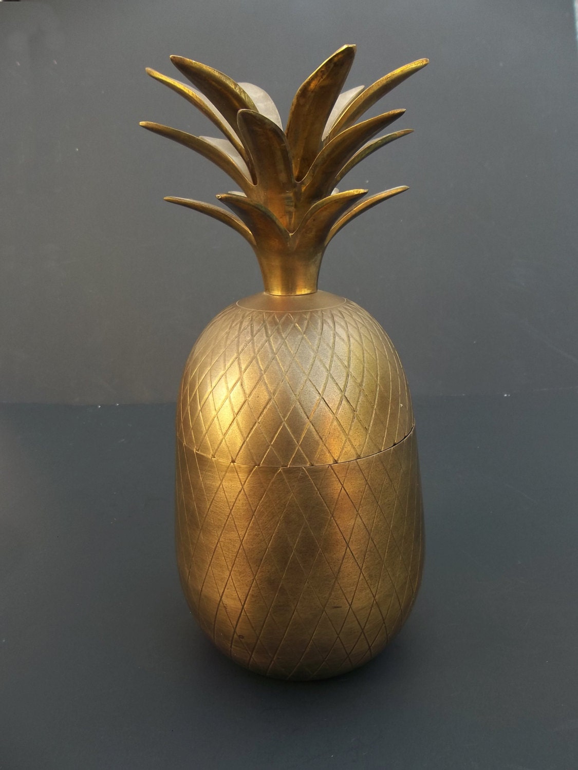 Vintage Solid Brass Pineapple Ice Bucket Candle Holder