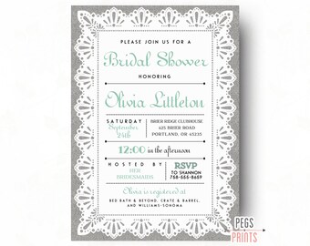 Nautical Bridal Shower Invitation Printable Pink and by PegsPrints