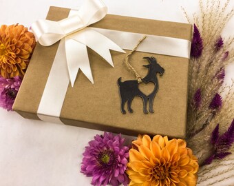 Love Goat Christmas Ornament Animal Rustic Metal Ornament Recycled Steel Holiday Gift Industrial Decor Wedding Favor Iron Maid Art