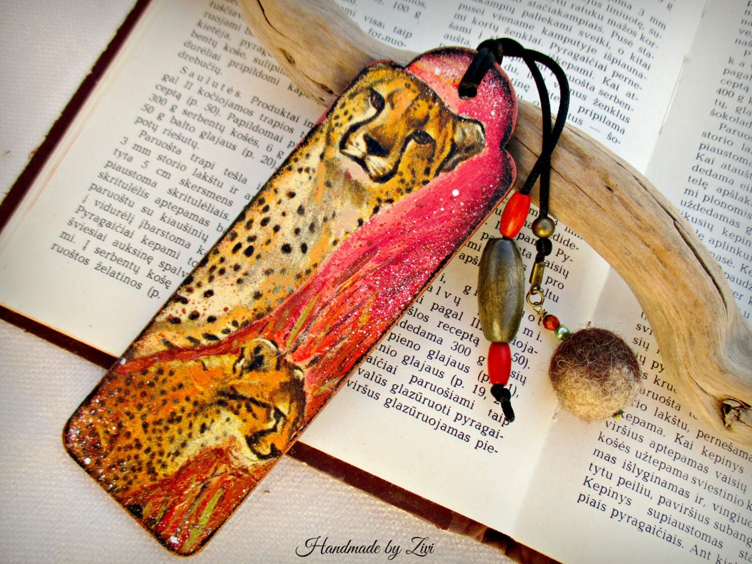 Wooden African Animal Bookmark Decoupage Bookmark Book