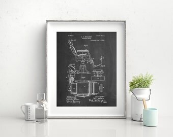 Barbers Chair Patent Art Print, Barber Shop Decor, Barber Gift, Vintage Barber, Hair Stylist Chair, PP244