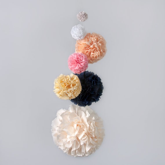 Individual Hanging Fabric Pom Pom Nursery Mobile by MarigoldPoms