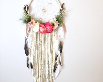 Dreamcatcher, Boho Dreamcatcher, Flower Dreamcatcher, Modern Wall Hanging, Modern Dreamcatcher, Dreamcather Wall Hanging, Large sizes